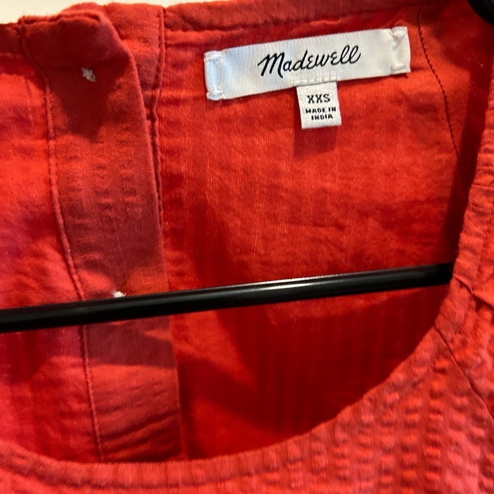 Madewell Seersucker Puff Sleeve Cutout Mini Dress Size XXS - Picture 5 of 6